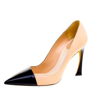 Dior Two Tone Leather Songe Pointed Toe Pumps Size 38.5